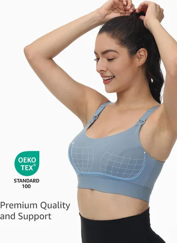 Vista 3 de HOFISH Nursing Bras for Breastfeeding Nursing Sports Bra with Support Racerback Maternity Bra Medium Impact