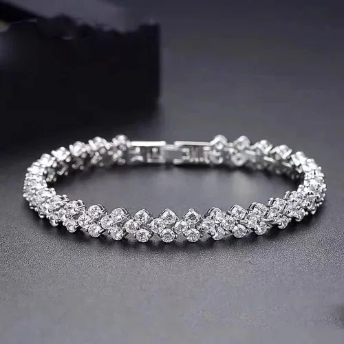Vista 4 de Silver Tennis Bracelet, 18K Gold Plated AAAAA+ Cubic Zirconia Bracelet, Dainty Classic Fashion Jewelry for Women Girls