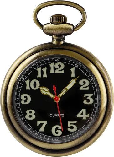 Vista 2 de Reloj clásico de bolsillo de cuarzo para hombre, reloj de bolsillo con movimiento de cuarzo con cadena para hombres