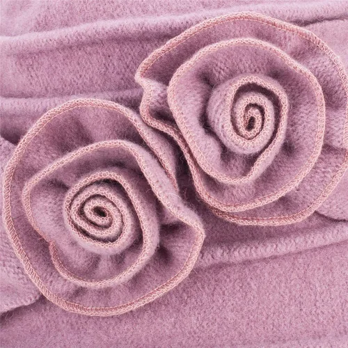 Vista 2 de Gorro de lana con diseño de flores Gatsby de los años 20 para mujer, con lazo, para aplastar, A287