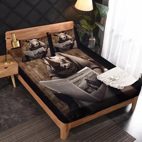 Vista 2 de Juego de sábanas para cama individual – Juego de sábanas divertidas de rinoceronte, sábanas y fundas de almohada, microfibra suave y bolsillo