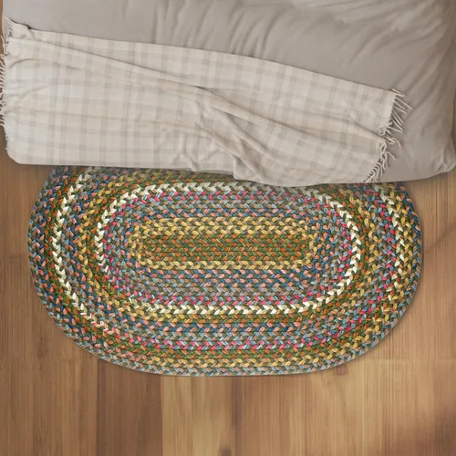 Vista 24 de Rhody Rug Country Jewel CJ35 - Alfombra trenzada ovalada de bronce de 2 x 3 pies, decoración del hogar, alfombra de piso o alfombra de dormitorio