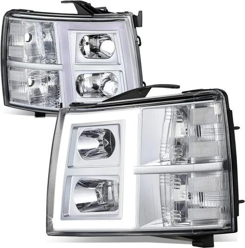 Vista 10 de DNA MOTORING HL-HPL-CSIL07-G2-CH-AM - Faro delantero de doble proyector LED DRL compatible con Chevy Silverado 2007-2014, cromo/ámbar