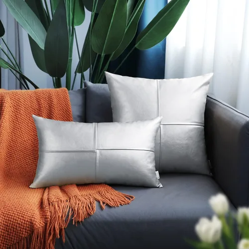 Vista 44 de BRAWARM Fundas de Almohada Decorativas de Cuero Sintético 12 X 20 Pulgadas, Fundas de Almohada Lumbar de Cuero Naranja Paquete de 2, Almohadas