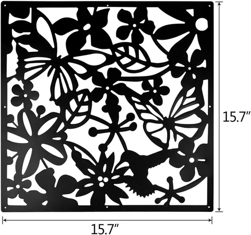 Vista 2 de ANMINY Paneles divisores de habitación colgantes, patrón de talla de flores Negro