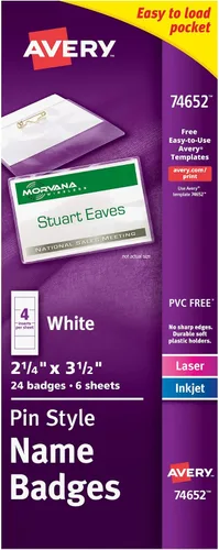 Vista 11 de Avery porta identificación de 2.25x3.5 pulgadas, color blanco, caja de 100 (74549).