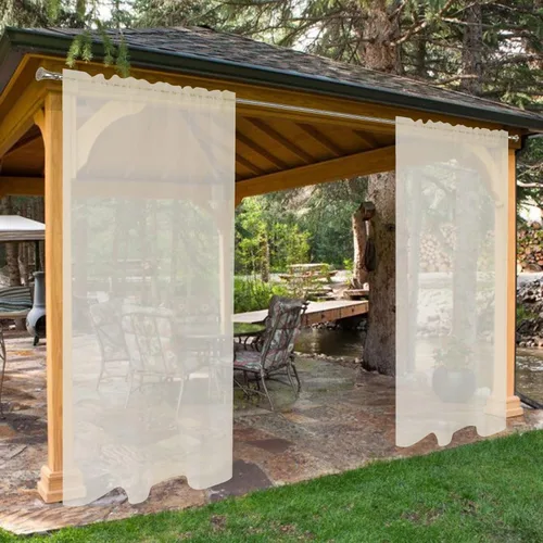 Vista 45 de SpaceDresser - Cortinas transparentes impermeables para exterior para patio - 2 paneles con bolsillo para barra, cortinas de gasa transparentes