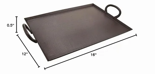 Vista 4 de G.E.T. SSTPD-1612-ANT - Bandeja otomana de metal resistente con asas, 16 x