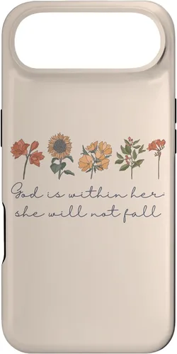 Vista 27 de God is Within Her She Will Not Fall Psalms 46:5 Boho Flowers Case for iPhone 17