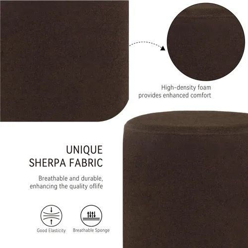 Vista 4 de O2B Otomana redonda moderna con asiento acolchado suave – Silla de tocador multifuncional, taburete tapizado reposapiés para sala de estar