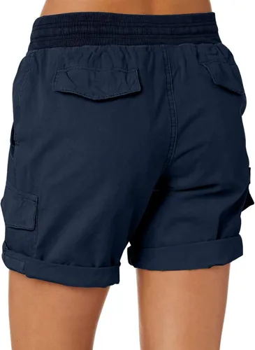 Vista 3 de Dokotoo Pantalones cortos de verano para mujer, ajuste relajado, cintura alta, casual, 4 bolsillos, para senderismo, al aire libre, tallas S-XL
