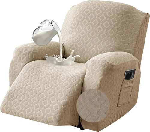 Vista 8 de Gennia Funda Impermeable para Silla Reclinable, Fundas Elásticas para Sofá Reclinable con Bolsillos, Fundas Lavables para Silla Reclinable Lazy Boy