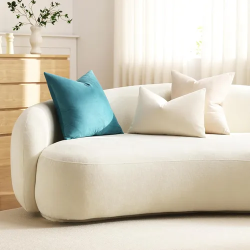 Vista 6 de Fundas de almohada de 16 x 16 pulgadas, color beige: paquete de 2 fundas de almohada decorativas de terciopelo suave y acogedoras para sofá, sala