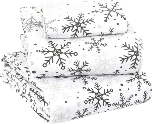 Vista 28 de Sleepdown Juego de sábanas de franela de algodón 100 % de 160 GSM - Gris escarcha, individual