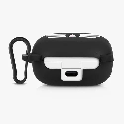 Vista 3 de kwmobile Funda de silicona compatible con Samsung Galaxy Buds 2 Pro/Buds 2 / Buds Live - Cat Black/White