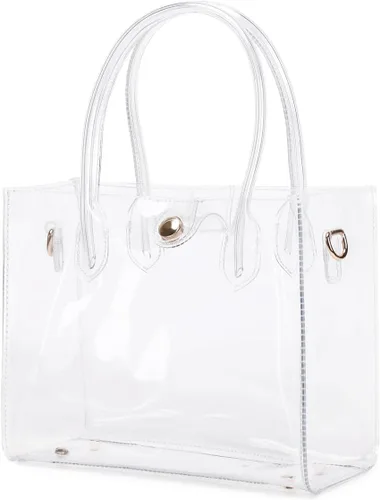 Vista 2 de Bolso transparente para mujer, bolsa transparente aprobada para estadios, bolsa transparente de plástico de PVC, bolsa de trabajo transparente
