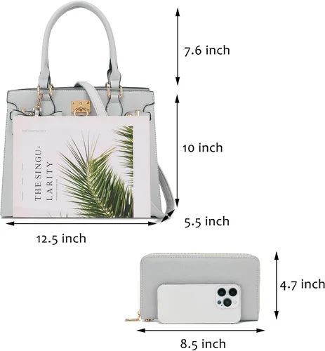 Vista 3 de Qiyuer Bolsos y carteras para mujer Set con asa superior, bolso de hombro, bolso de mano, bolso de trabajo con cartera a juego y monedero a juego 2