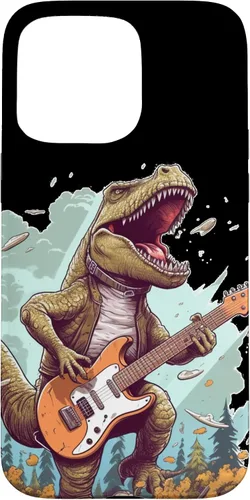 Vista 31 de Funda para iPhone 16 Cool Tyrannosaurus Rex con bajo para amantes de los dinosaurios