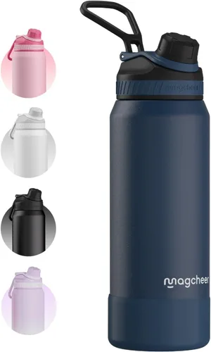 Vista 10 de Botella de agua aislada de 24 onzas, acero inoxidable al vacío de doble pared, diseño de boca ancha, botella reutilizable a prueba de fugas