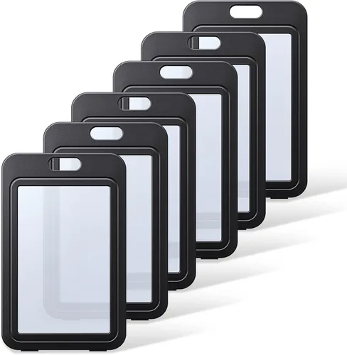 Vista 10 de Uniclife Paquete de 3 Portacarnet Deslizante con Ventanas de Doble Cara Funda Vertical de Plástico Duro Negro Bolsa Protectora de Tarjetas