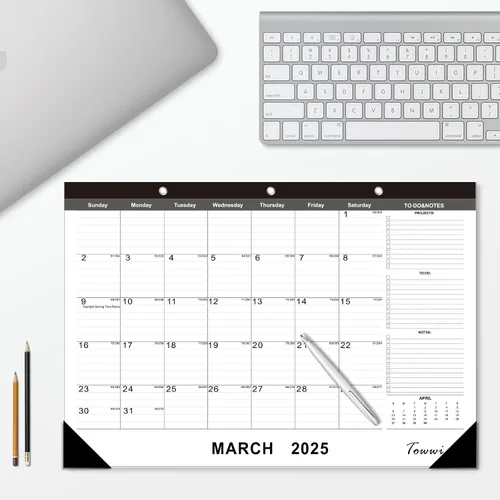 Vista 6 de TOWWI Calendario de Escritorio 2025-2026, 17"x12" Calendario Mensual de Escritorio para Hogar, Oficina, Familia con Lista de Tareas Pendientes