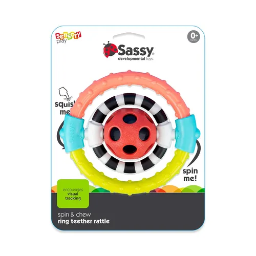Vista 7 de Sassy Anillo flexible giratorio y masticable con giradores de doble acción, para mayores de 0 meses