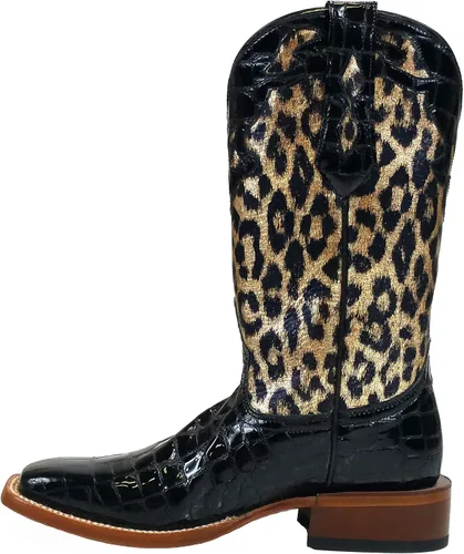 Vista 2 de Johnny Ringo - Botas occidentales para mujer, puntera cuadrada, piel de patente 628-13C B (M)