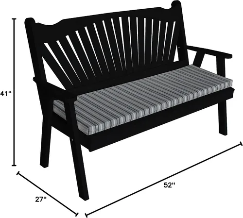Vista 2 de Furniture Barn USA Pine - Banco de jardín Fanback de 4 pies, color negro