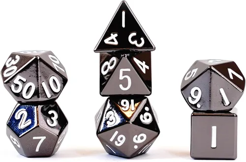 Vista 12 de FanRoll - Juego de dados poliédricos de metal de 0.630 in, plata antigua, dados de juego de rol para Calabozos y Dragones