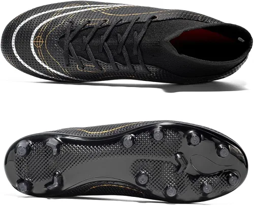 Vista 5 de JIEBUNIAO Zapatos deportivos de fútbol para hombre, botas altas con picos para exterioresinteriores, para niños y niñas, tenis de entrenamiento