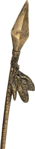 Vista 5 de Ebros - Jefe tribal indio nativo americano, grande, 3 plumas, guerrero águila con lanza explorador, estatua de pájaro explorador de 18.5 pulgadas