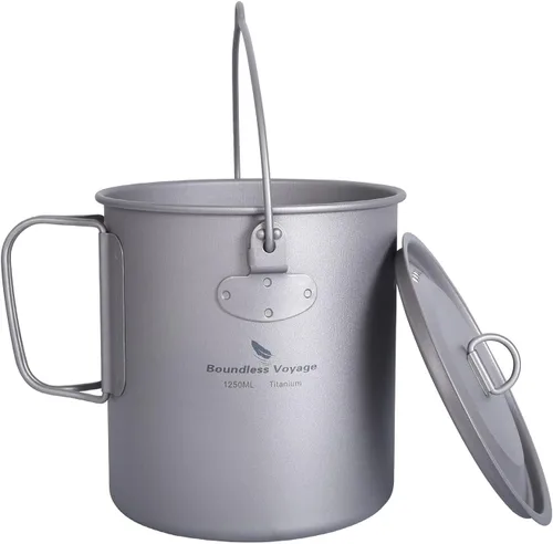 Vista 10 de Al aire libre 25.4 fl oz - 98.1 fl oz Titanio Pot con tapa Plegable Fianza Mango Camping Senderismo Picnic Ultraligero Botella de Agua Taza Taza