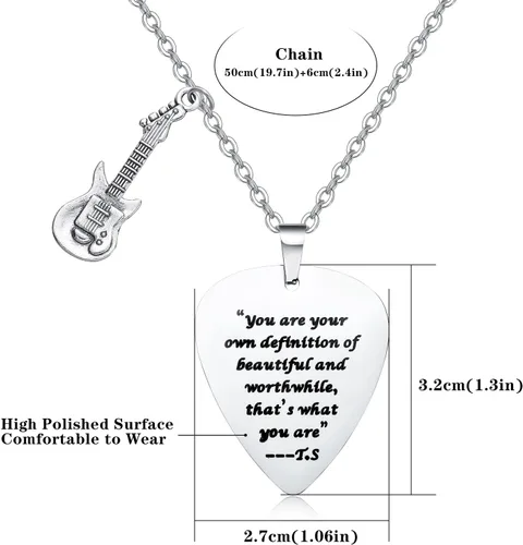 Vista 3 de COTATI Citas Guitarra Collar Trajes Joyas Accesorios Inspirados Fans Regalo Merch