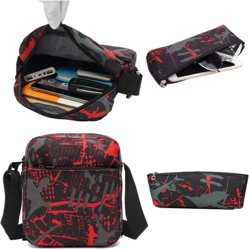 Vista 5 de Mochilas escolares para niños y niñas, juego de mochila para adolescentes, bolsa de hombro y estuche para lápices, B246 Rojo, talla única , Mochilas
