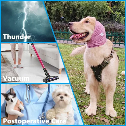 Vista 6 de Orejas silenciosas para perros, orejeras para aliviar la ansiedad y calmar a los perros, redecilla para proteger el ruido, acicalamiento
