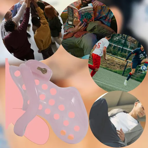 Vista 7 de Dispositivo de castidad de resina con bloqueo invisible SM Bondage para adultos, jaula de castidad para adultos, jaula para pene con 4 anillos