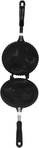 Vista 9 de Ciciglow Taiyaki - Molde para hacer panqueques en forma de pez, doble sartén, negro, 16.5 in x 7.7 in