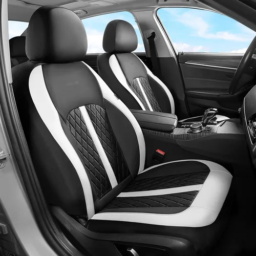 Vista 32 de Coverado Fundas universales de cuero para asientos delanteros, paquete de 2 fundas de asiento para SUV, camioneta, sedán, interior de vehículos