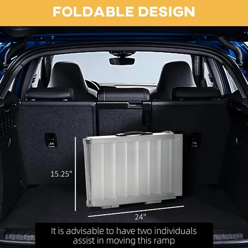Vista 7 de HOMCOM Rampa plegable para silla de ruedas de aluminio texturizado, rampa de umbral portátil de 2 pies, para puertas, hogar, escalones, escaleras