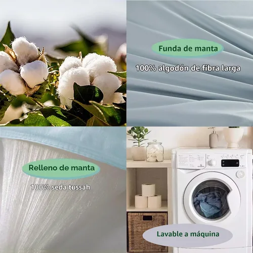 Vista 5 de Edredón/Colcha/Manta/Relleno de Edredón de Seda Lavable a Máquina para Verano - Relleno de Seda, Funda de Algodón Premium - Lujoso, Ultra Suave