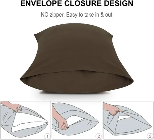 Vista 6 de PiccoCasa Paquete de 2 fundas de almohada de microfibra cepillada de lujo de 1800 hilos, fundas de almohada suaves para almohada estándar
