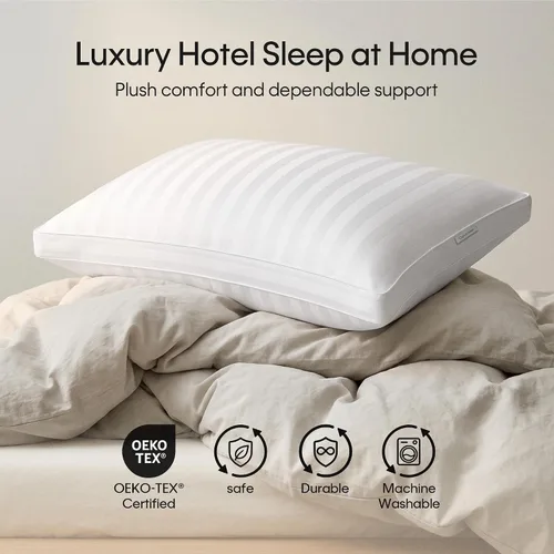 Vista 5 de Calvin Klein Bed Pillows Queen Size Set of 2, Medium Soft Gusseted Pillow