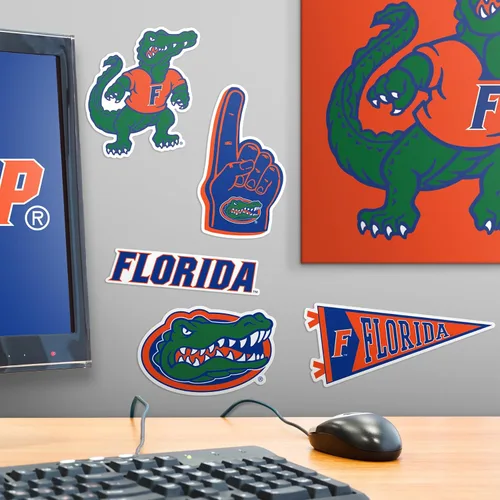Vista 6 de University of Florida Gators Paquete de calcomanías de vinilo con logotipo primario – 9 calcomanías impermeables troqueladas con mascota de Gator