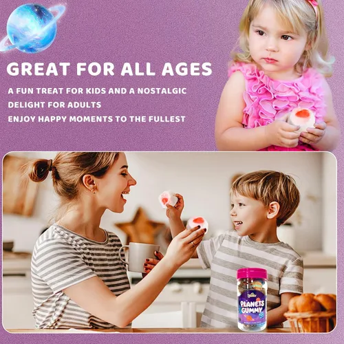 Vista 7 de Apexy Mixed Planets - Dulces Gomosos con Centro Líquido Afrutado Sin Grasa, Divertidos y Deliciosos Dulces Temáticos del Espacio Ideales