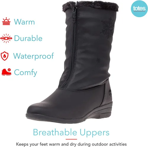 Vista 3 de Botas de invierno para mujer con cremallera frontal y copo de nieve acento Nicole impermeable aisladas para mayor comodidad, mantiene los pies