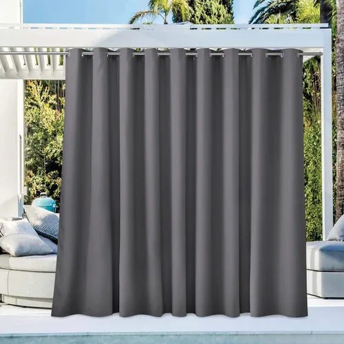 Vista 125 de NICETOWN Cortina para Exteriores para Patio Impermeable de 84 Pulgadas de Ancho, Aislamiento Térmico con Ojales Antioxidantes Bloqueo UV Cortina