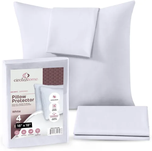 Vista 26 de CIRCLESHOME Protectores de almohada europeos – Fundas de almohada 100% algodón transpirable – Fundas de almohada cuadradas de 26 x 26 pulgadas
