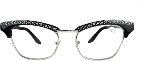 Vista 2 de Circleperson Mujeres Ojo de gato Gafas de lectura Lector de diamantes de imitación Estilo vintage