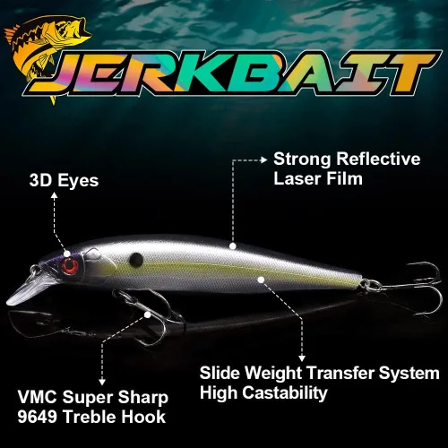 Vista 2 de Kit de Señuelo Jerkbait XFISHMAN - Señuelo de Peces Pequeños - Suspendido - Lubina, Lubina de Boca Pequeña, Lucioperca, Lubina de Boca Grande - 1