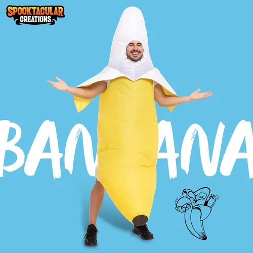 Vista 2 de Spooktacular Creations Disfraz inflable de plátano para adulto disfraz de cuerpo completo divertido disfraz de plátano para fiestas de disfraces